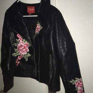 Guess Jackets & Coats - black Guess leather jacket with embroidered roses Guess Jackets & Coats - black Guess leather jacket with embroidered roses
